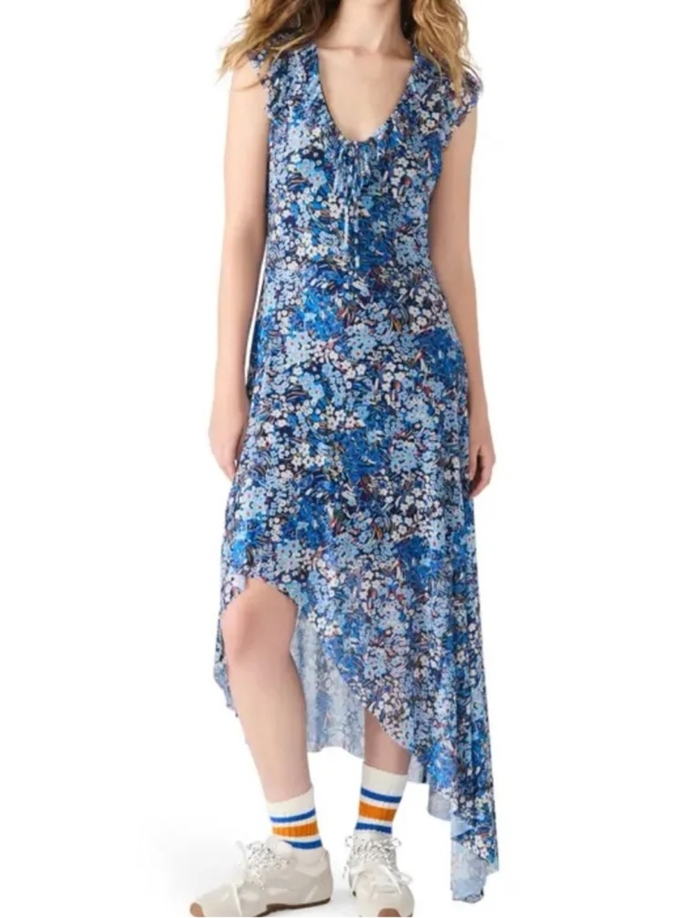 Steve Madden Blue Floral High-Low Maxi Dress
